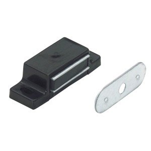 Chiusura magnetica nera con contropiastra, adatta per accessori per mobili, forza di tenuta 3-4 kg.