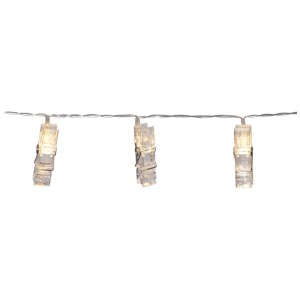 Guirlande lumineuse LED Clippy Star Trading avec 10 LED blanc chaud, clips transparents pour intérieur.