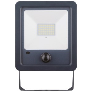Projecteur LED solaire Steffen gris 50W en aluminium avec détecteur de mouvement.