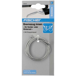 Câble de frein intérieur Fischer avec double embout, 2m, pour roue avant et arrière. Pièce de rechange pour vélos.