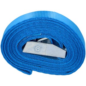 Sangle d'arrimage bleue Unitec avec fermeture à pince, longueur 3 m et force de traction 400 kg.