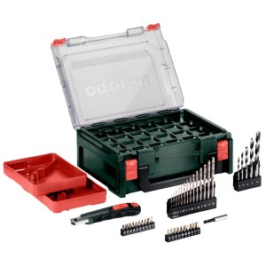 Metabo PowerMaxx SB Basic-Set : Perceuse-visseuse à percussion sans fil avec accessoires en coffret.
