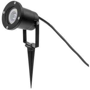 Faretto da giardino LED nero con picchetto, 6W, cavo 3m, IP65.