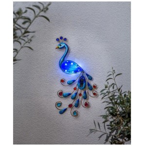 LED Solar Dekoleuchte Pfau, multicolor, 52x27cm. Solar-Deko für Garten und Balkon.