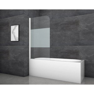 Paroi de baignoire Aurlane White Classic, 80x140 cm, blanc, 1 volet, montée sur baignoire.