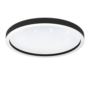 Eglo Plafoniera LED Montemorelos-Z, Ø 57cm, nera con effetto cristallo.