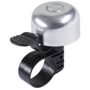 Campanello bici Urban argento Ø 3,5 cm per maggiore sicurezza stradale.