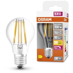 Dimmbares Osram LED-Leuchtmittel E27 Filament, warmweiß, 11W, 1521 Lumen.