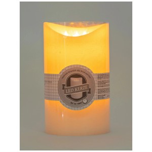 Weisse LED-Wachskerze mit 3 Dochten, 25cm hoch, warmweisses Licht für den Innenbereich.