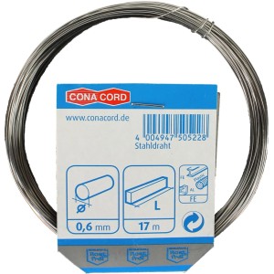 Filo d'acciaio Conacord V2A, diametro 0,6 mm, lunghezza 17 m, arrotolato.