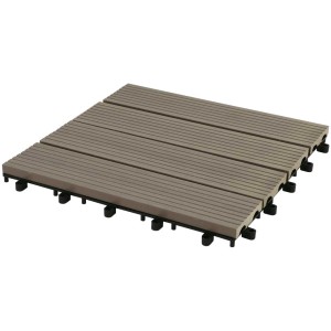 Gartec Dalles clipsables WPC Taupe, 30x30 cm, lot de 9. Dalles bois pour terrasse et balcon.