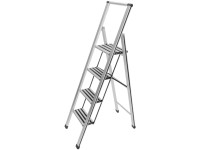 Klappleiter 4 Stufen Aluminium Silber Mattschwarz Höhe 153 cm