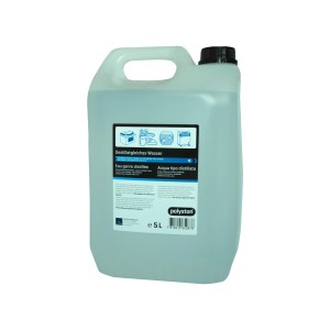 Bidon de 5 l d'eau distillée Polyston pour entretien auto, fers à repasser, aquariums.