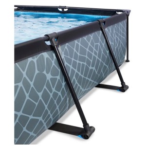 Piscine Exit Stone Grey, piscine familiale avec motif pierre et cadre en acier, pompe incluse.