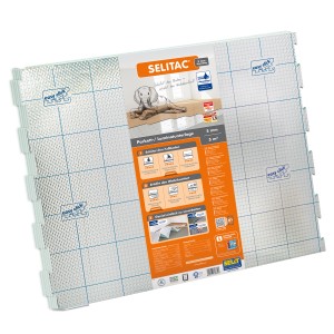 Selitac Trittschalldämmung AquaStop, 5mm stark, mit Alu-Dampfsperre und Rasteraufdruck.