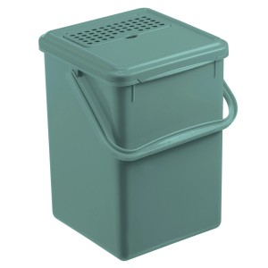 Rotho Bio-Komposteimer, 9L, Mistletoe Green, mit Deckel und Aktivkohlefilter.