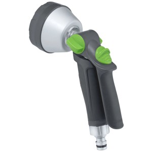 Geka multi-irrigatore con 3 getti e connettore per tubo da giardino.