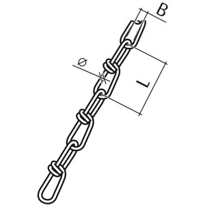 Schizzo di una catena a nodi Conacord in acciaio, Ø 1 mm, lunghezza 14 mm, cromata.