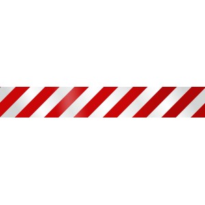 Autocollant réfléchissant avec bandes de balisage rouge et blanc (5,5x16,5cm) pour panneaux.