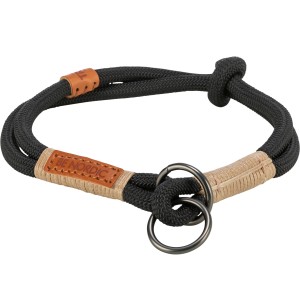 Collare da addestramento per cani Trixie Be Nordic nero in corda con dettagli color sabbia, 50 cm.