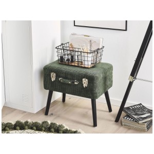Tabouret de rangement Beliani Mallard Cord vert foncé style rétro.