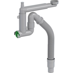 Siphon d'évier de cuisine Prevex Smartloc pour 1 bac, Ø 40/50mm, gris, avec raccord lave-vaisselle.