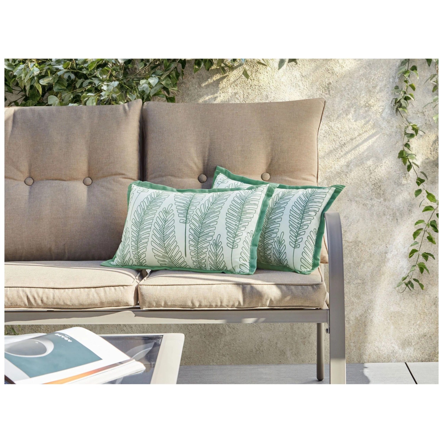 Beliani Outdoor-Dekokissen Meadow Weiss-Grün 30 x 50 cm / 2 Stk. kaufen bei OBI