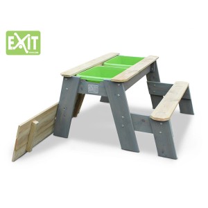 EXIT Aksent tavolo da sabbia, acqua e picnic con panca in legno, grigio e naturale.
