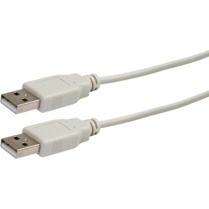 Cavo USB 2.0 Schwaiger, 1,5 m, grigio chiaro, con due connettori USB-A per computer e multimedia.
