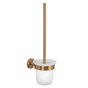 Tesa WC-Bürstengarnitur Moon in Bronze mit satiniertem Glasbehälter.