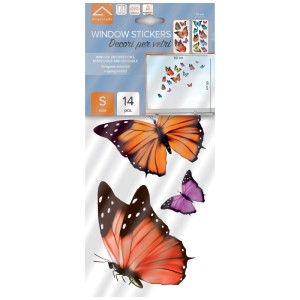 Crearreda Fenstersticker Schmetterlinge, bunt, 14 Stück, Größe S. Dekorative Wandtattoos für Fenster.