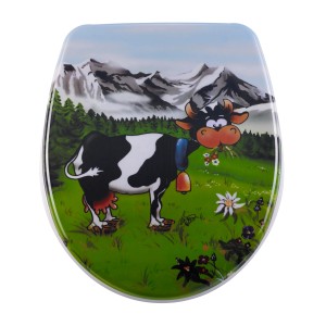 Abattant WC Diaqua® Nice avec motif vache et fermeture ralentie
