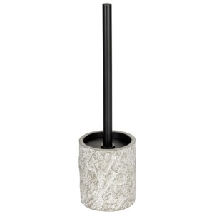 Wenko Set WC Albacete grigio cemento con manico e spazzola neri.
