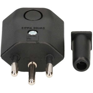 Fiche Max Hauri Type 12 noire, coudée, polyamide, pour câbles jusqu'à 7 mm