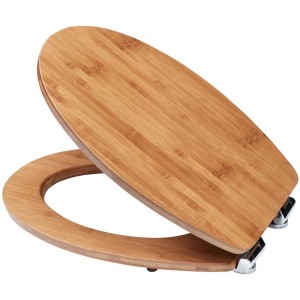 Sedile WC Diaqua Lyon Dark Bamboo con chiusura rallentata, effetto legno MDF.