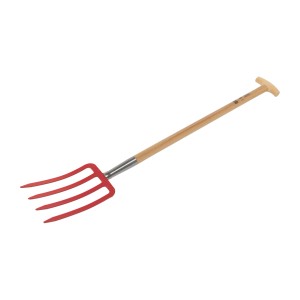 Fourche de jardin LUX avec 4 dents et manche en bois de hêtre (85 cm).