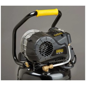 Compresseur vertical Stanley HY227/10/30V, cuve 30L, noir. Idéal pour outils pneumatiques.