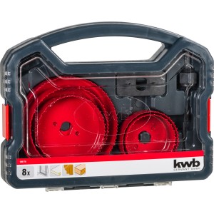 kwb Power-Box set di seghe a tazza, 8 pezzi in valigetta, seghe a tazza rosse