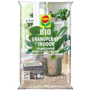 Sacco da 6 l di Compo Bio Granuplant Indoor per piante da interno e da balcone.