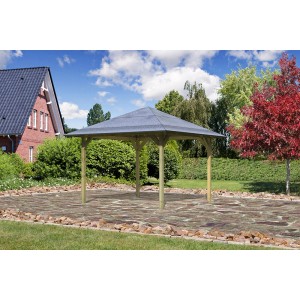 Karibu Pavillon d'angle Bever 2 en bois, traité autoclave, pour le jardin.