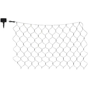 Catena luminosa solare nera a rete con 100 LED per uso esterno.