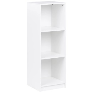 Étagère Beliani Zehna blanche en panneau de fibres avec 3 compartiments ouverts. Étroite et peu encombrante pour livres et déco.