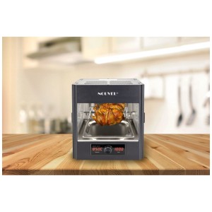 Nouvel grill elettrico Beefer Taurus con pollo allo spiedo. Grill compatto per alte temperature.