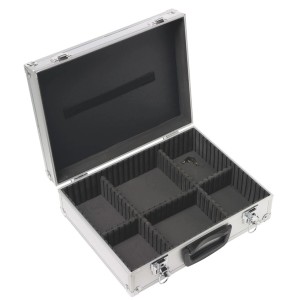 Mallette à outils LUX AKW 130 ouverte en aluminium avec compartiments pour division individuelle.