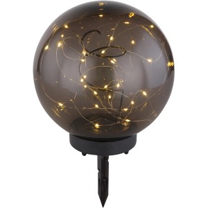 Globo LED solare a sfera, Ø 20cm, con 30 LED bianco caldo. Illuminazione decorativa da giardino.