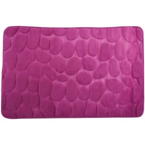 Tappeto bagno MSV in microfibra viola con motivo a ciottoli, 40x60 cm.