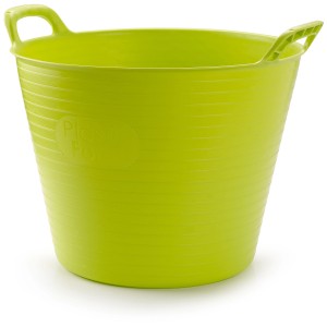 Seau flexible en caoutchouc vert pistache, 42 litres, avec deux poignées pour jardin et maison.