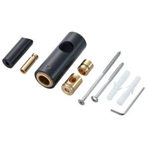 Diaqua Barre de douche coulissante Parsa, noir mat, avec accessoires de montage comme vis et chevilles.