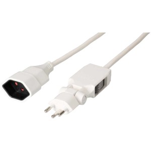 Rallonge blanche Max Hauri TD ClipClap, 5 m, avec fiche rotative et interrupteur.