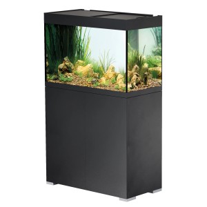 Oase Aquarium-Set StyleLine 175 noir avec meuble, planté et décoré.
